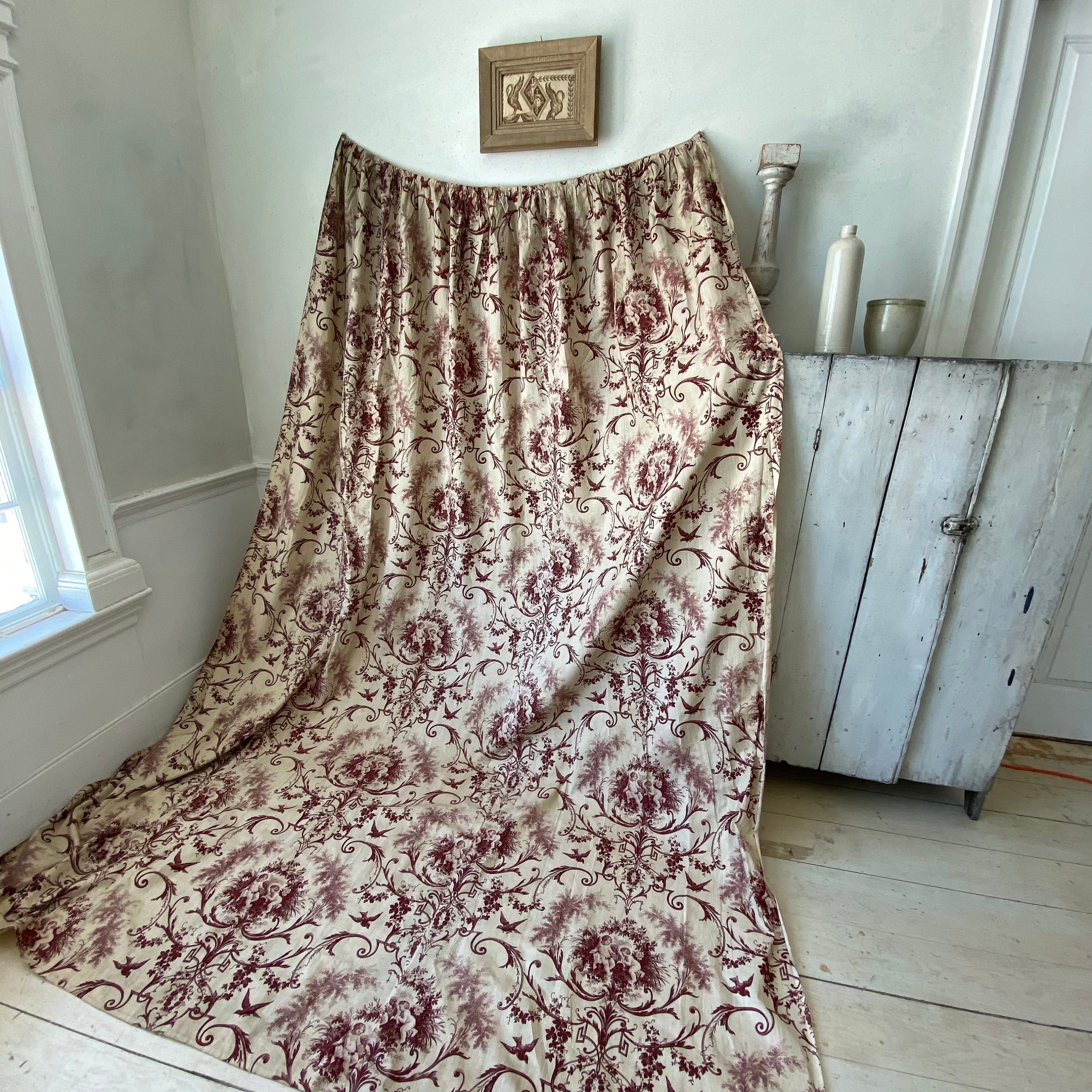 Massive Cherub Angel Bird Vintage Antique French Toile Curtain | Etsy
