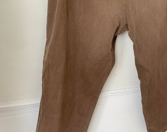 Vintage French Workwear Pants Brown Cotton Trousers 1950s 43