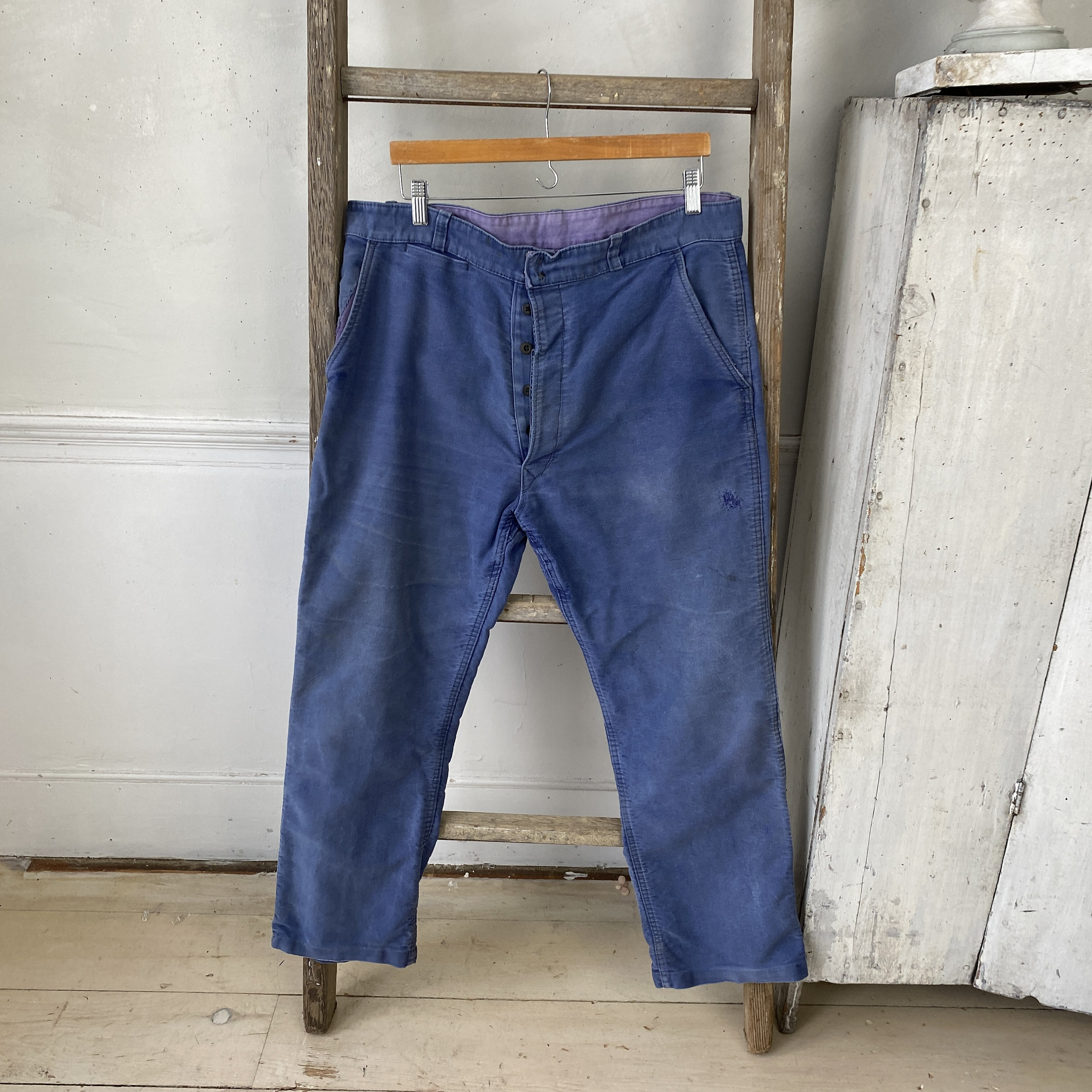 Amazing Blue Moleskin Pants 1930s Work Wear Workwear French