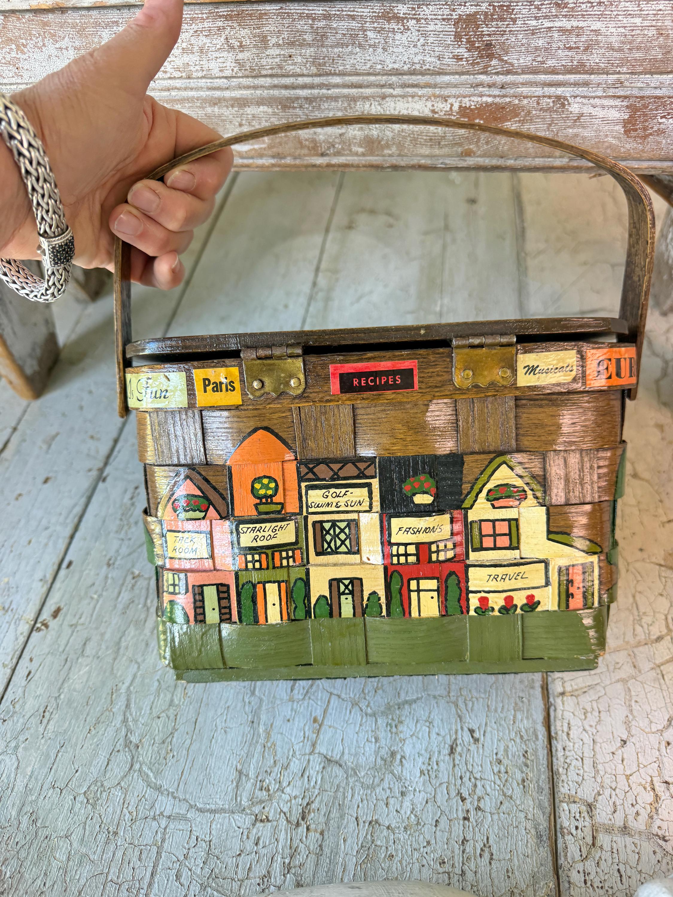 【レア希少】POWDERLINE、バック、USAヴィンテージ、vintage SIGNED Caro Nan Doral Florida RARE Painted Purse Handbag Americana