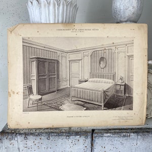 Antique French interior design image for framing 1930&#39;s 30&#39;s Thirties drawing photograph sketch illustration eco-friendly