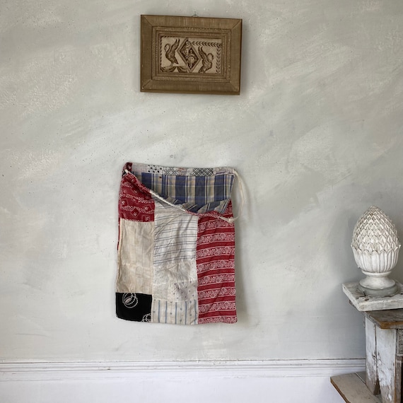 Patchwork Drawstring Bag Super Sweet  Bag Laundry… - image 3