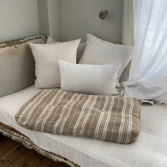 Authentic Seat Bench Cushion Antique French Ticking Fabric Material 19th Century Etsy