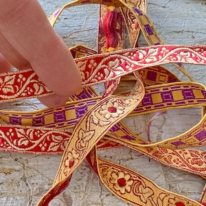 6.3 yards French vintage liturgical  Gold metallic gimp ribbon passementerie trim embellishment boho  eco-friendly