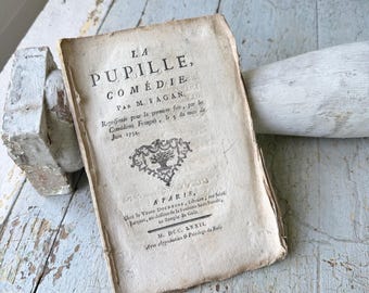 c1772 Antique French Book La Pupille Fagan Rare Theatre Literature Ephemera Original Paris Edition Wall Art Handmade Decor playbook vintage