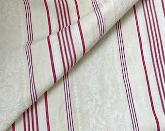 Antique 1870 French ticking damas fabric Napoleon III Style upholstery material per HALF The Textile Trunk eco-friendly