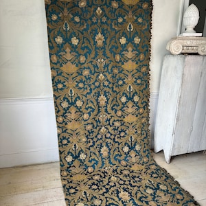 1880 classic 43x110 blue  Curtain French textile blackout room darkening heavy Farmhouse French country decor shabby style jacquard weave