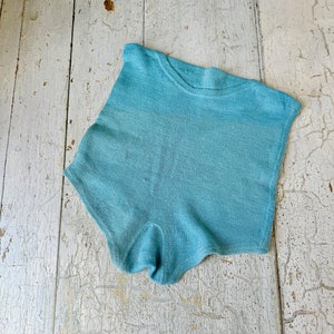 1910 knit WOOL HISTORICAL handmade hand made unique  men&#39;s swimming suit swimsuit textile blue Edwardian costume Coastal home  eco-friendly