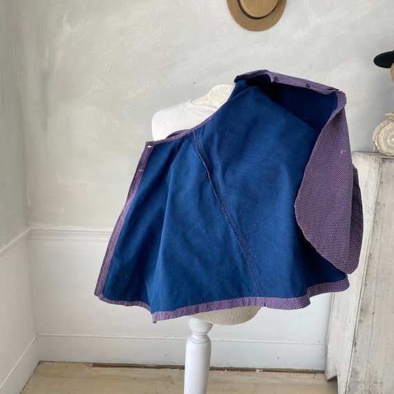 Antique French cape purple with Indigo blue dyed … - image 9