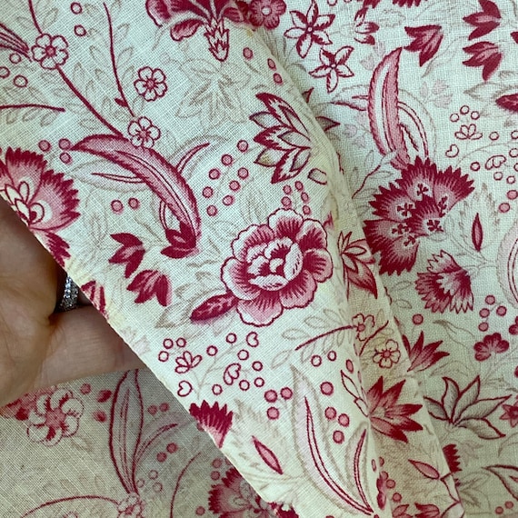 1920svintageファブリック布birthdeth jantiques Light Weight 1920-1930 French Fabric Pink Material Cloth Vintage