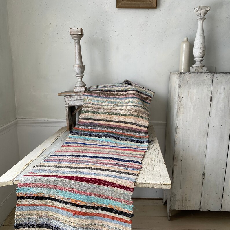 Vintage Rag Rug Stair Runner 2.5 Yards Inches Hand Woven Hall Etsy
