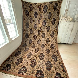 Antique 1880 Victorian French curtain HEAVY woven textile with hand woven passementerie trim Turkish influenceUnique window treatment