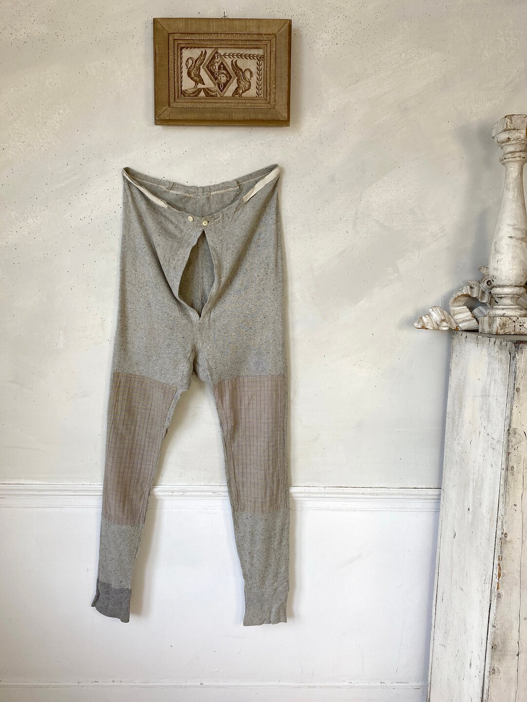 Vintage French Cotton Pajama Pants 1920s-1930s Long