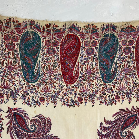 Paisley shawl 19th century antique wool textile p… - image 6