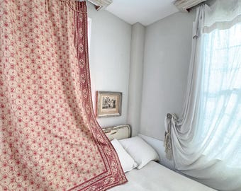 99x48  French magic curtains pink fabric material cotton light  diffusing Ecofriendly organic country farmhouse shabby home decor
