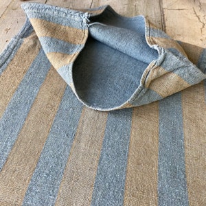 Blue Tan Stripe Sack Grainsack Upcycled Eco-friendly Farmhouse country cottage style The Textile Trunk image 3
