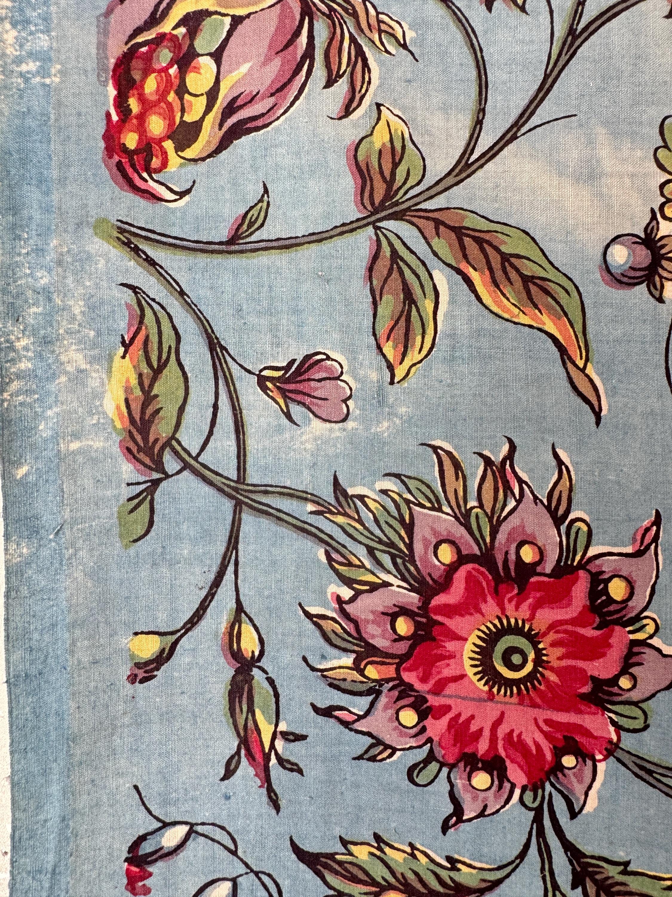 29x27 1830 Floral Antique English or American Printed Chintz