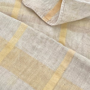Yellow Vintage Grain sack Farmhouse rustic unique handmade antique hand woven linen French country Cottage chic grainsack VTG eco-friendly