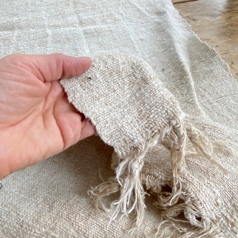 Modern Farmhouse Linen Table Runner placemats 7.1 yards Fabric homespun Antique Grain sack hemp organic hemp The Textile Trunk Cottage chic image 5