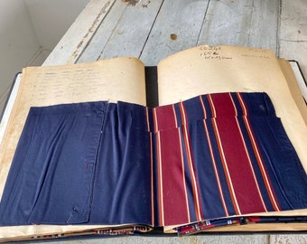 SCARF Pattern Sample book antique French woven scarves document Historical album catalogue plaid check stripe Swatch Museum worthy textiles