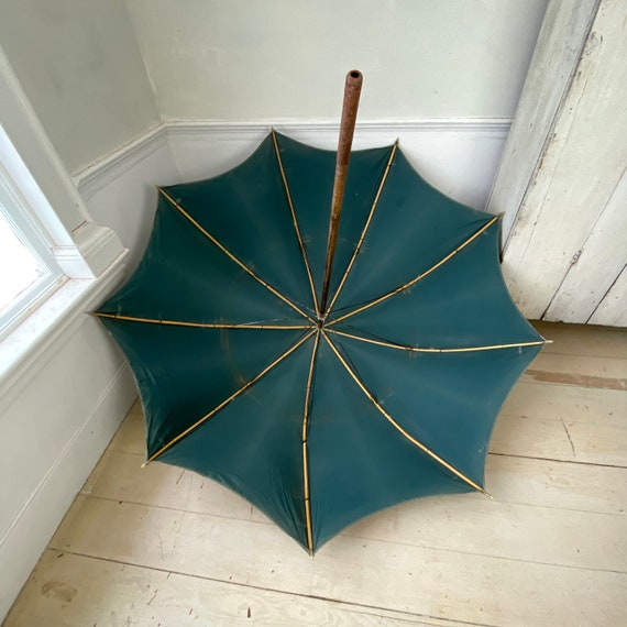 Antique Shepherd's Umbrella French Parasol Indigo… - image 6