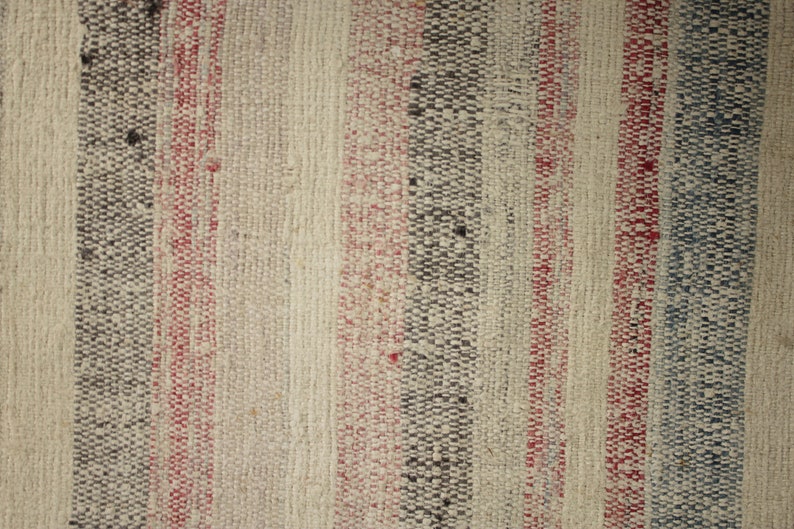 European Rag Rug Hand Woven Vintage Pale Tones Striped Carpet | Etsy