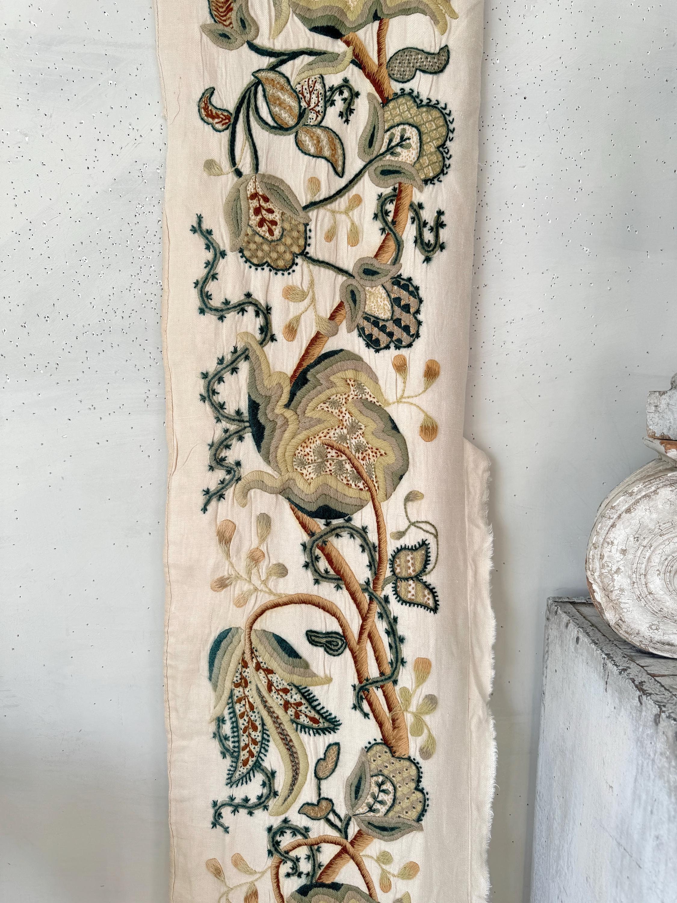 8.1 FEET English Crewelwork Antique 18th Century 17th