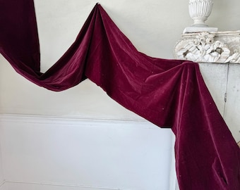 4  YARDS x 21 Italian velvet fabric material cloth  Antique Burgundy toned maroon garnet red eco-friendly