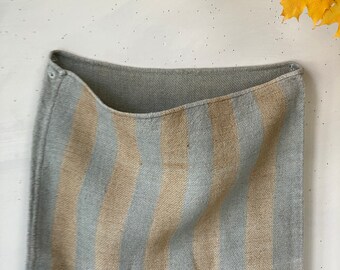 Blue farmhouse  grain sack antique dyed striped linen fabric herringbone weave pillow covers upholstery rustic farmhouse beige stripes