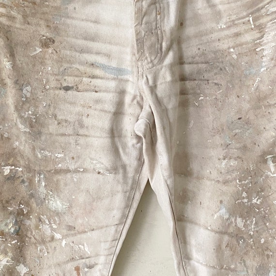 1960's 32 inch waist DISTRESSED WHITE cotton deni… - image 5
