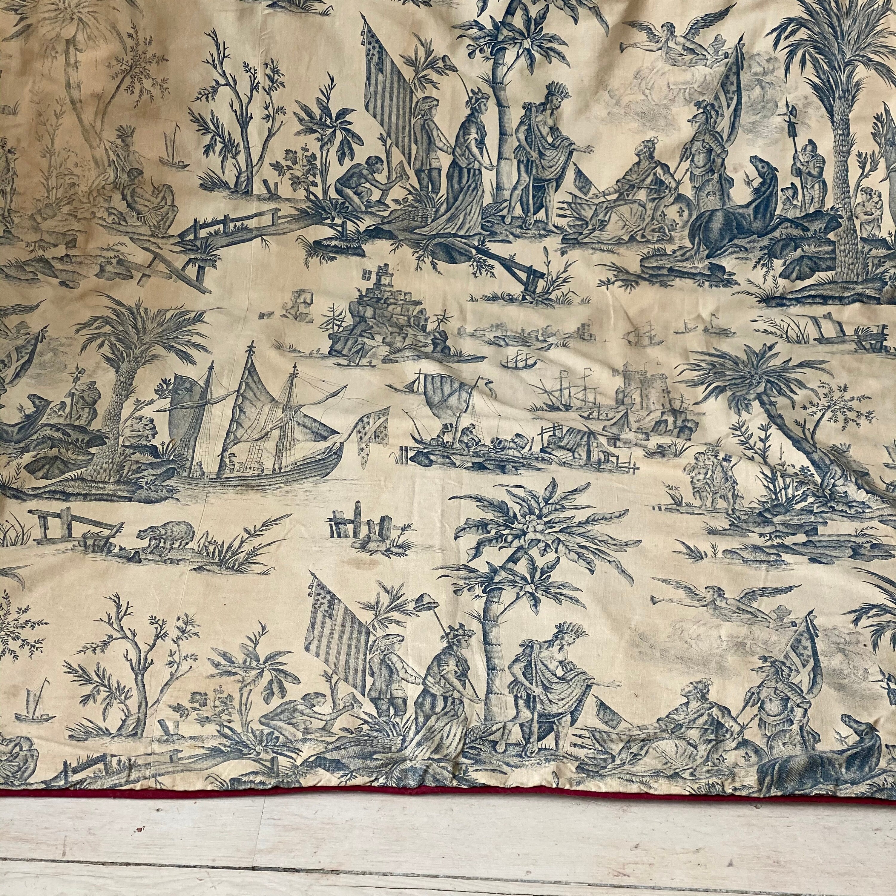 Historical Textile Antique Toile De Jouy Hommage De L' 