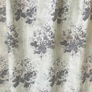 Curtain Antique French 1850 printed chintz cotton mint green fabric faded fabricUnique window treatment eco-friendly