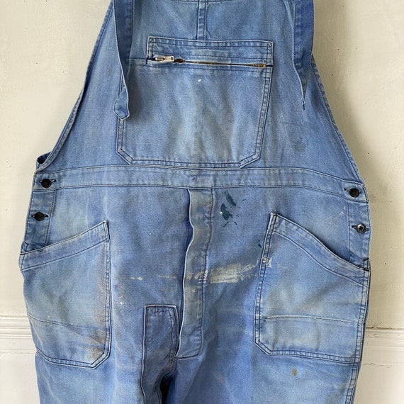 Vintage Overalls French Blue Denim 1940s 44 inch … - image 6