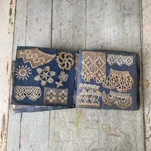 165 piece RARE samples Antique French crochet lace sampler book 1900-1920 blue binder the Textile Trunk image 4