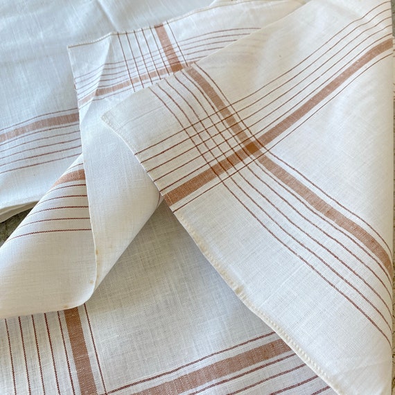 5 Antique French handkerchiefs brown stripe strip… - image 6