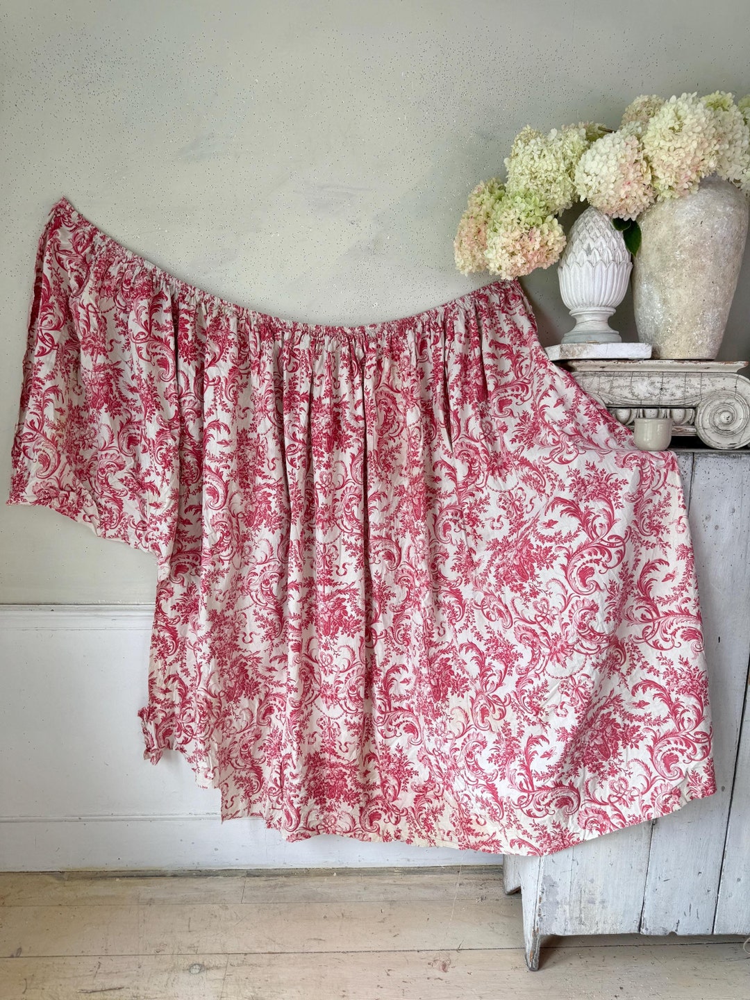 129x52 1860 French Rococo Butterfly Toile De Jouy Monochromatic Fabric ...