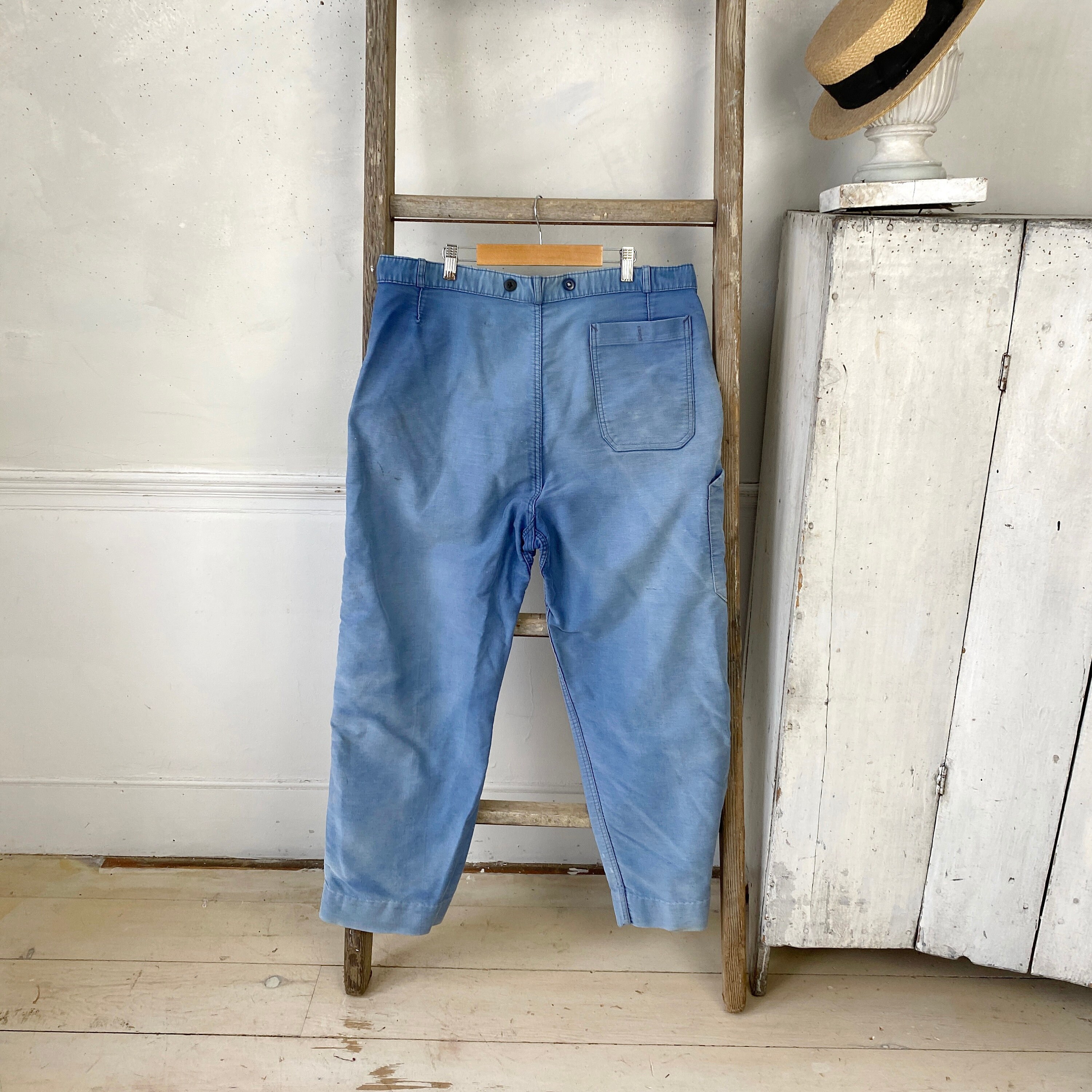 ETS.MATÉRIAUX moleskin shorts FrenchBlue Amazing Blue Moleskin Pants Work Wear Workwear French France