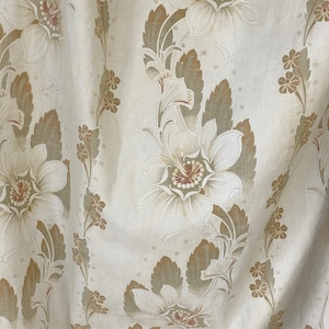 Antique Curtain Drape FADED neutral  Art Nouveau Antique French Fabric printed cotton  fabric materialUnique window treatment eco-friendly
