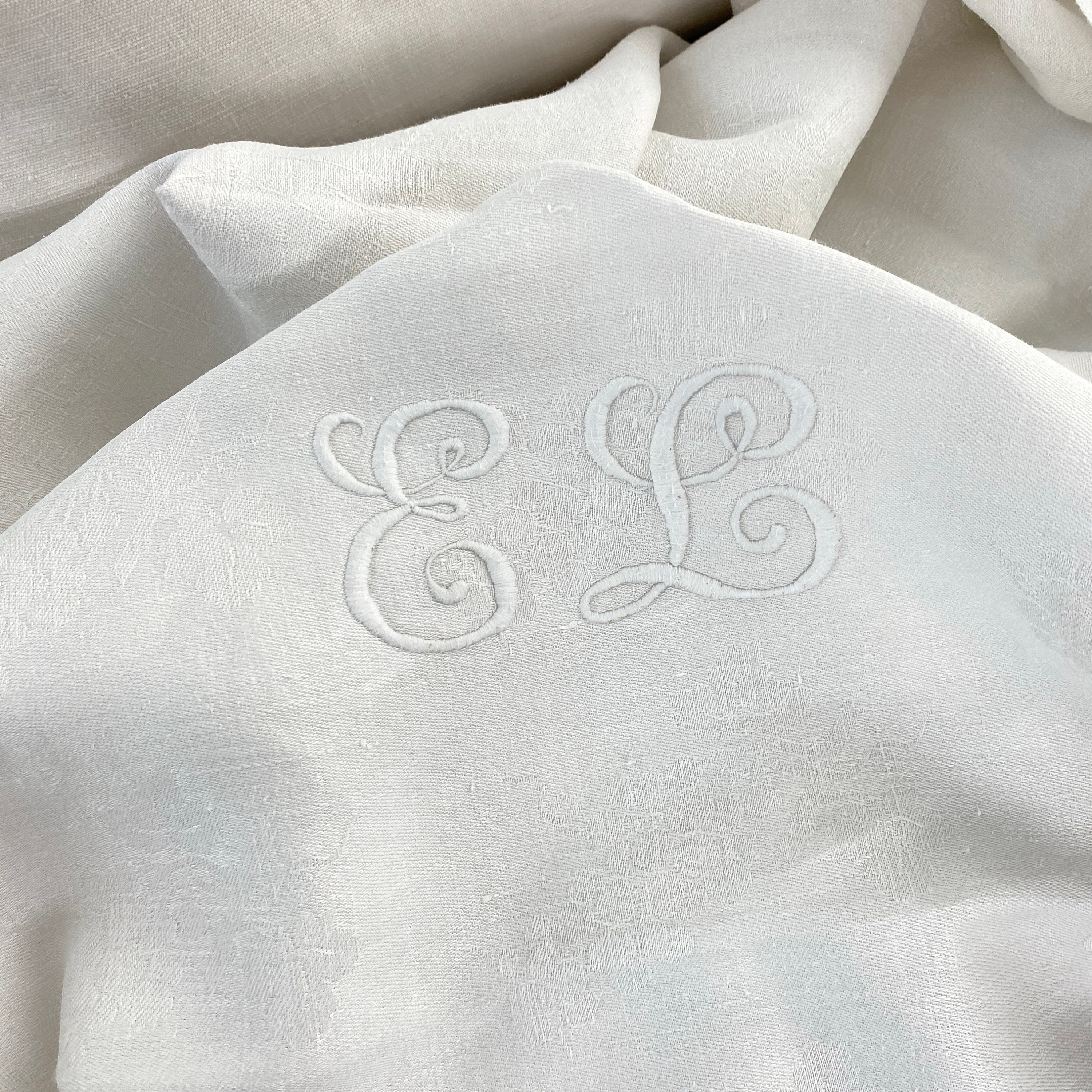 洋書 Monograms and Antique Linens Antique Monogram Linen Sheet - Etsy