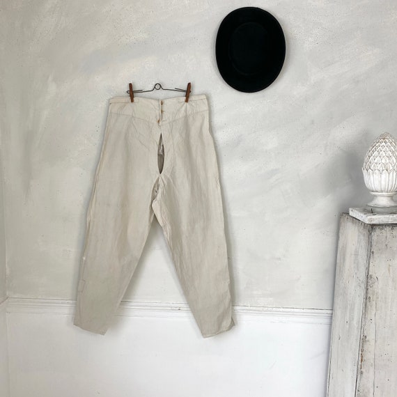 White Linen Cotton Pants Military Work wear Workw… - image 2