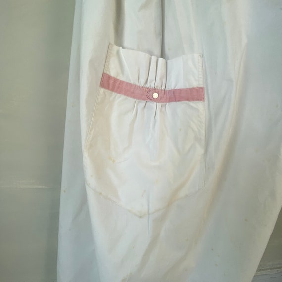 Antique White skirt 1920 cotton pink pocket nurse… - image 1