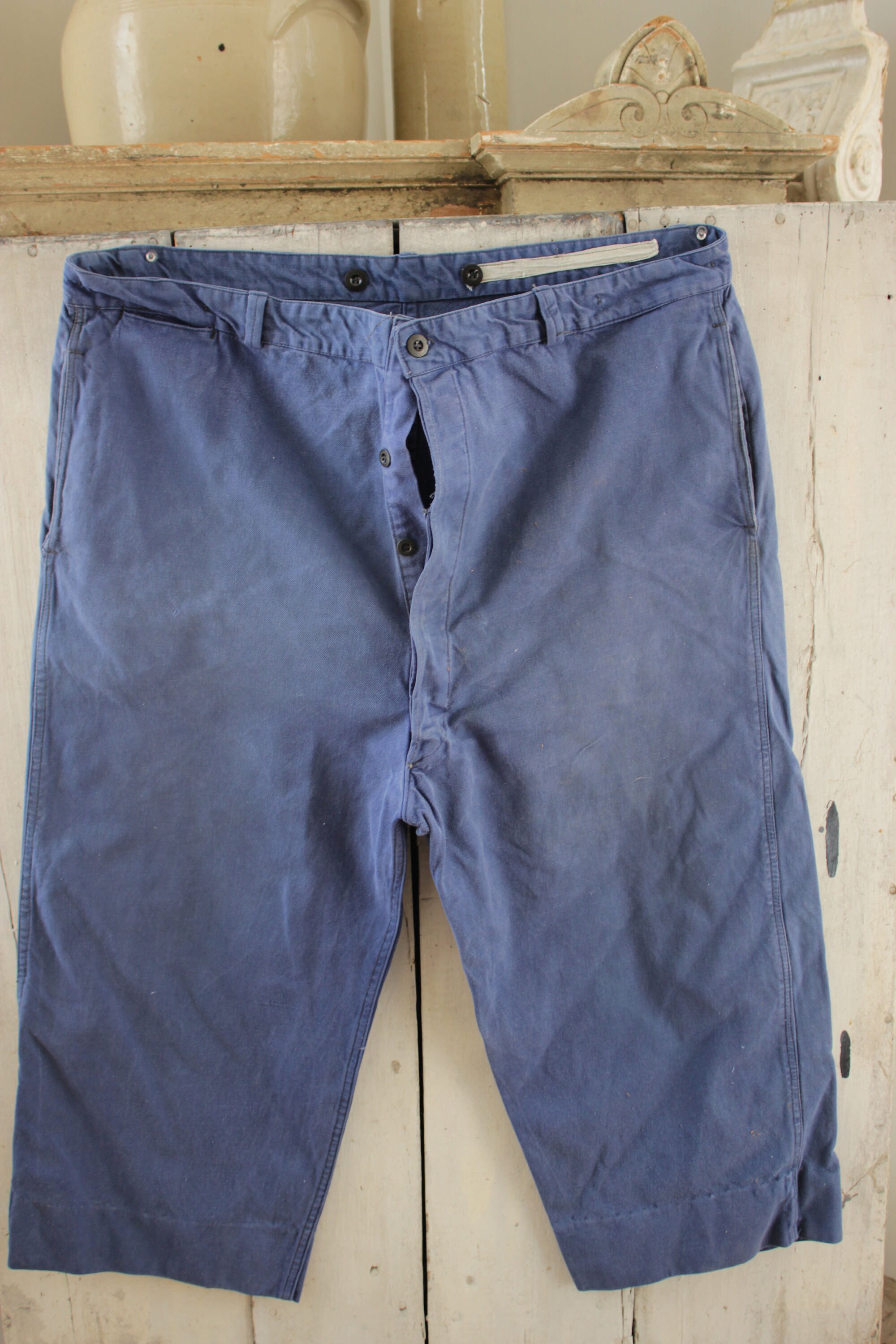 French Work Wear Large Pants Workwear Dark Blue Denim Jeans - Etsy