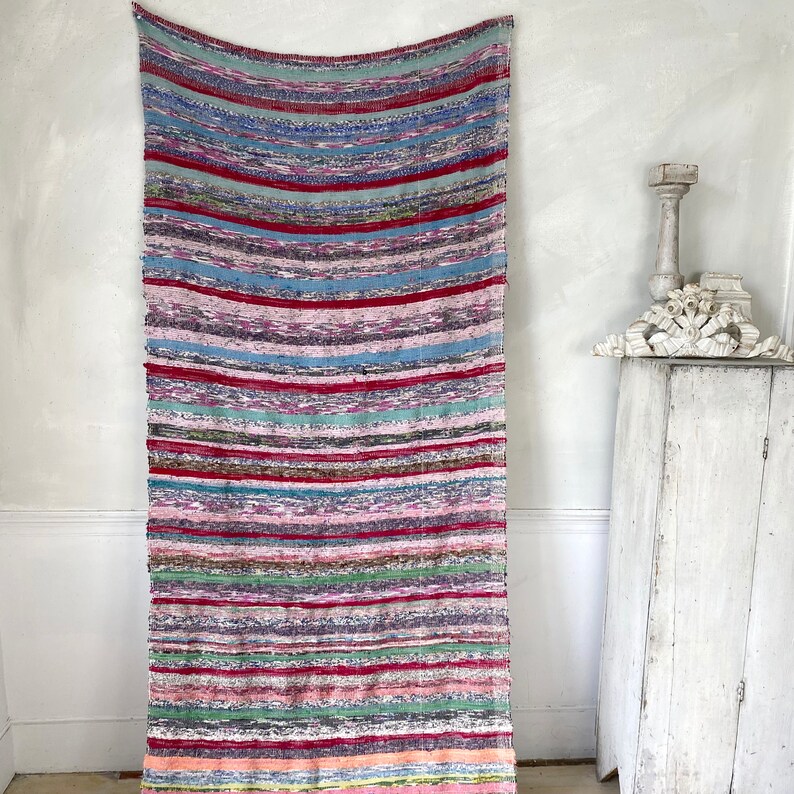 WIDE Vintage Rag Rug Stair Runner Farmhouse Rug Hand Woven Etsy