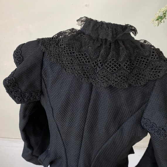 Textural Black Lace Bodice Victorian 1880s Women'… - image 7