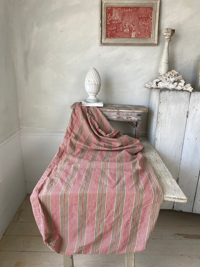 Child#39;s mattress cover Rustic service French ticking Same day shipping beige and blue
