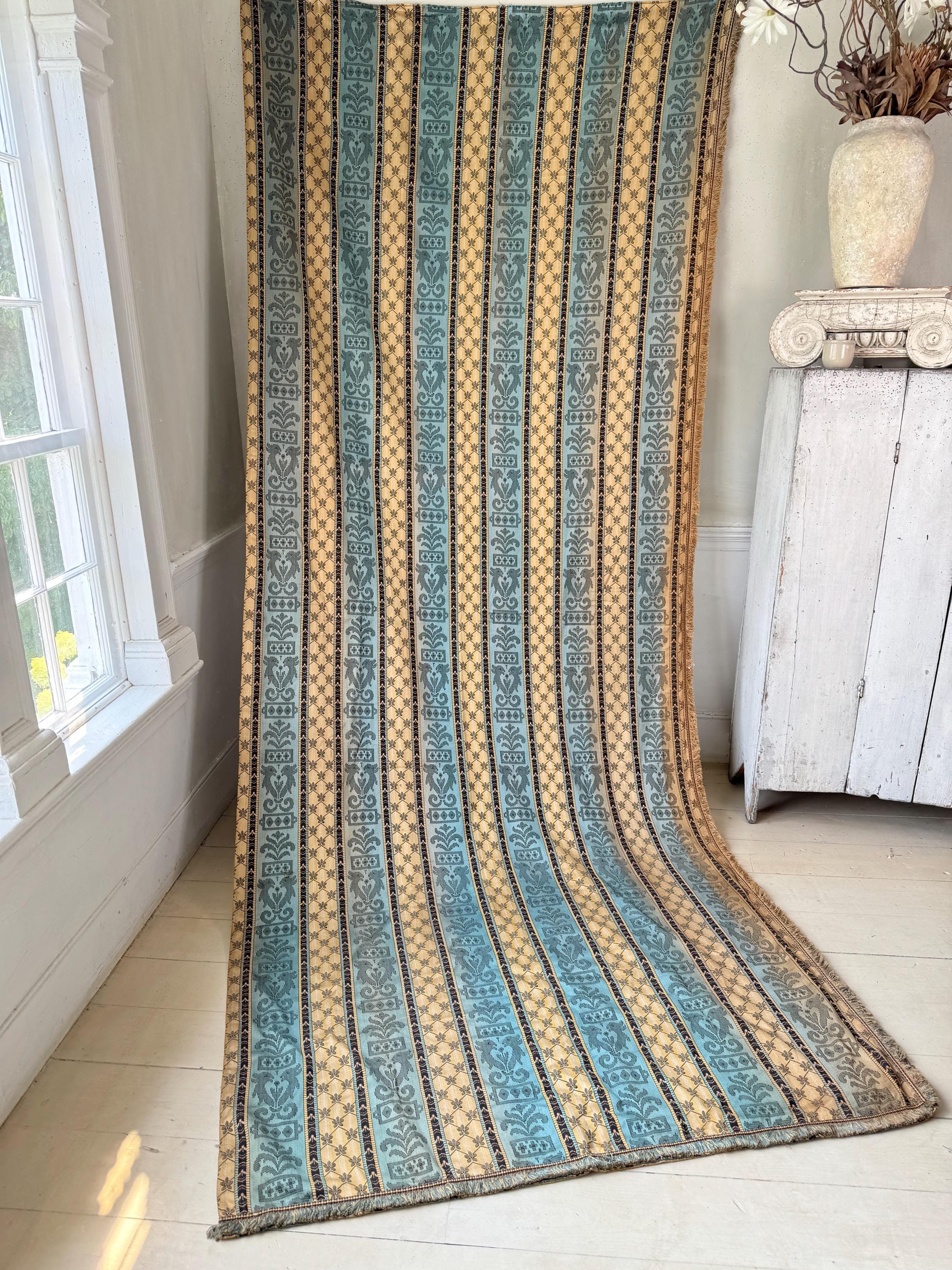 125x49 素晴らしいゴシックフレンチシルクカーテン アンティーク19世紀