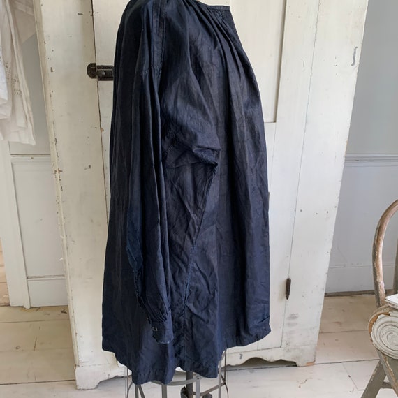 French Antique Men's smock dyed indigo blue Chint… - image 8