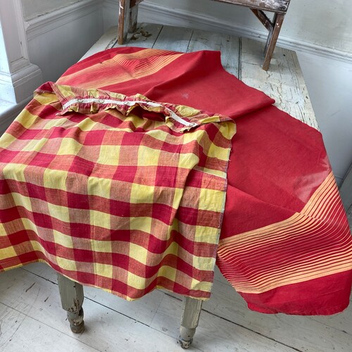 Project Bundle French fabric and ticking bundle shops trim plaid patchwork patch scraps cuttings pack pillow fabrics material old inspiration