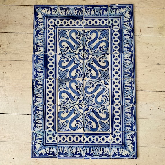 18/19 アンティークブルーポルトガルモザイクセットタイル手作り