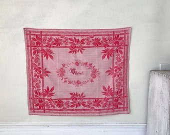 27X32  ( SET of 12 available ) Vintage French Christmas napkins  Villevert Red damask large banquet country FarmhouseTextile Trunk